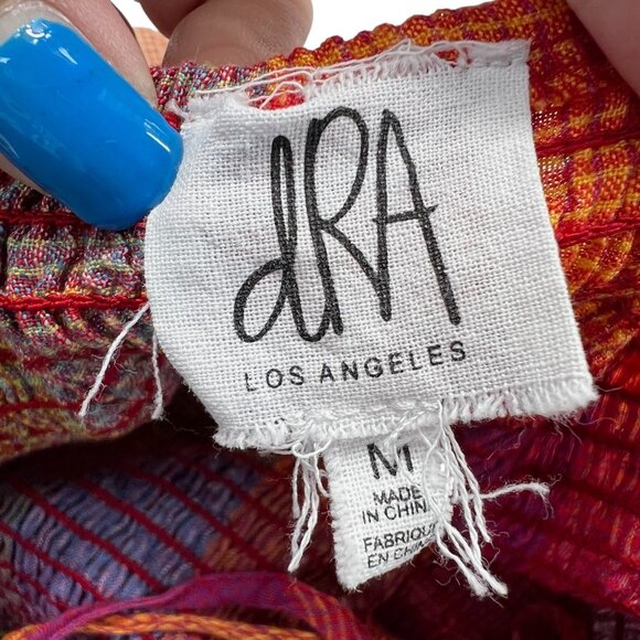 Anthropologie dRA Los Angeles Smocked Madras Plaid 100% Linen Jumpsuit Size Med - Picture 6 of 9